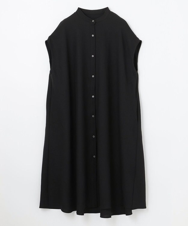 ANY 【洗える】バンドカラーとろみ ワンピース ブラック