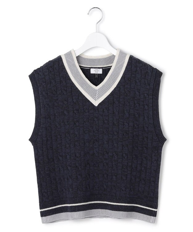 J.PRESS YORK STREET 【WOMEN】ケーブルチルデン ニットベスト ネイビー系