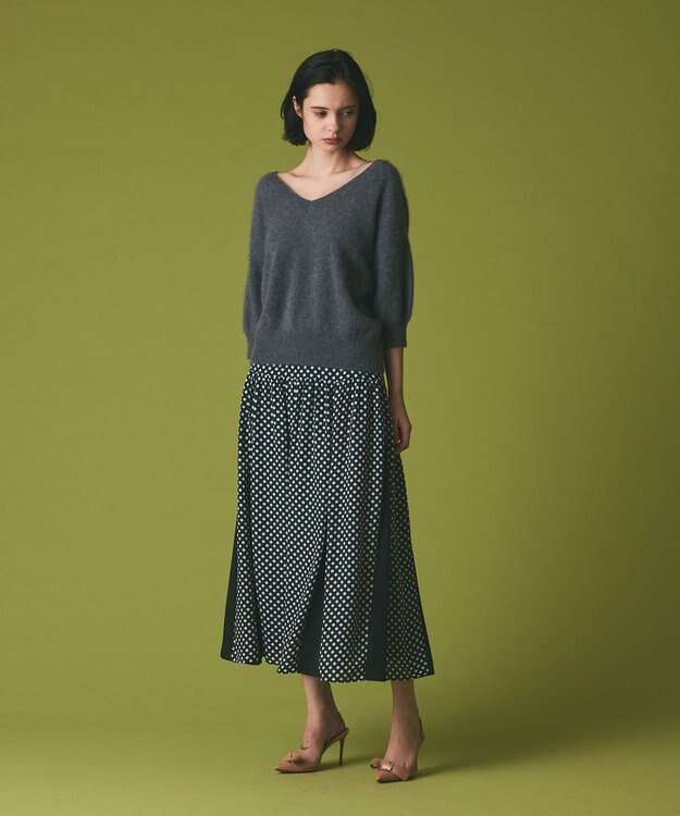 GRACE CONTINENTAL カシミヤファートップ グレー