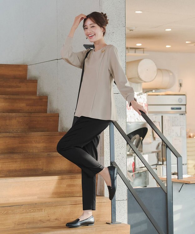 Tiaclasse 【小倉優子さん着用・洗える】カラーテーパードパンツ ブラック