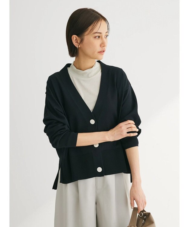 Green Parks 洗える　ショート丈カーディガン Black