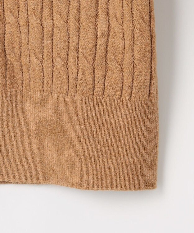 Feroux ケーブル編み×リボン刺繍 ニット カーディガン キャメル系