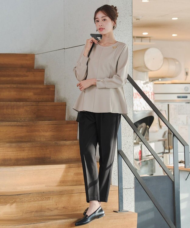 Tiaclasse 【小倉優子さん着用・洗える】カラーテーパードパンツ ブラック