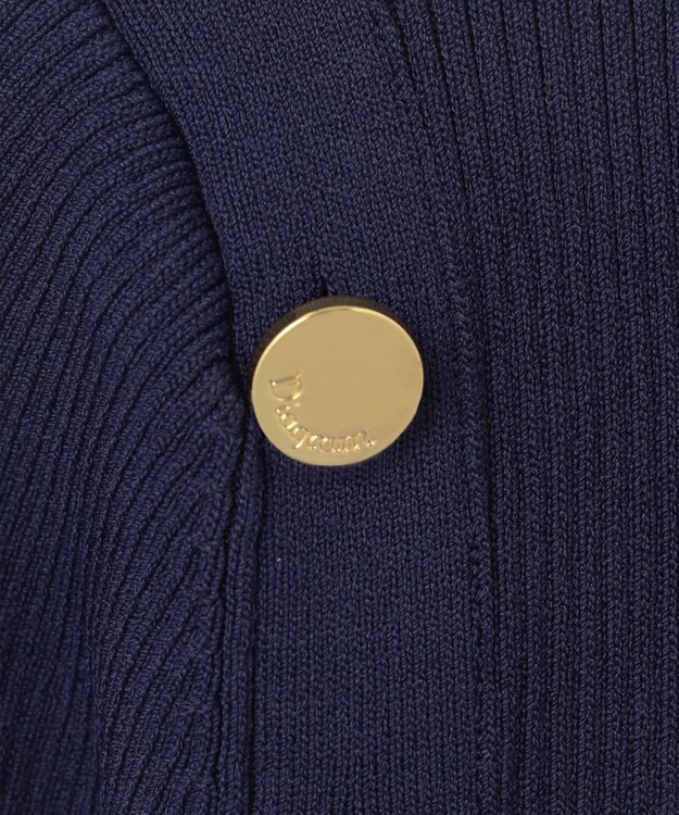 GRACE CONTINENTAL メタル釦リブニットトップ ネイビー