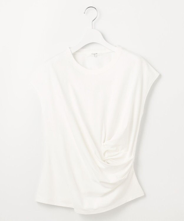 23区 【SLOW/一部店舗限定】MVSコットン カシュクールデザイン Tシャツ ホワイト系