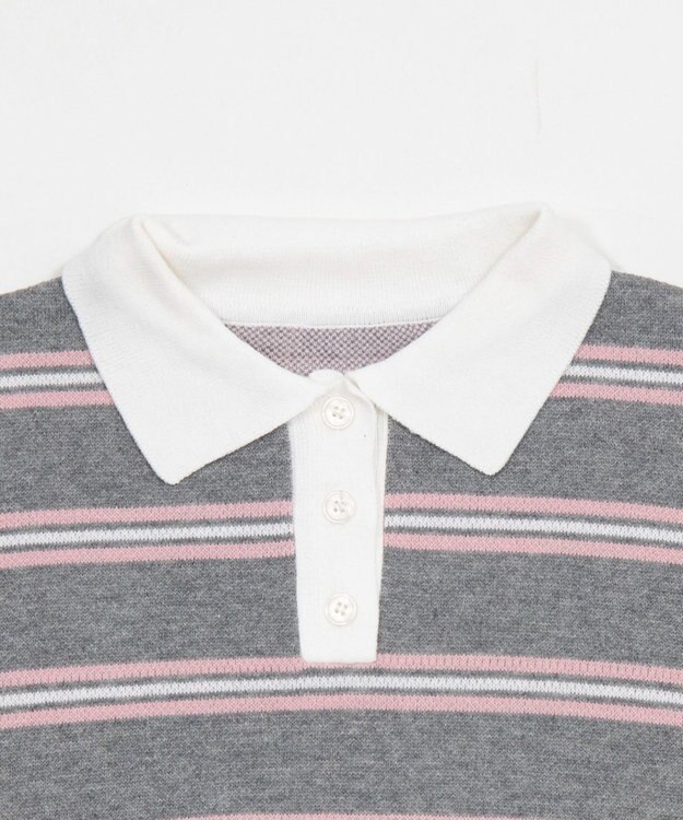 WEGO ポロニットプルオーバー グレーボーダー