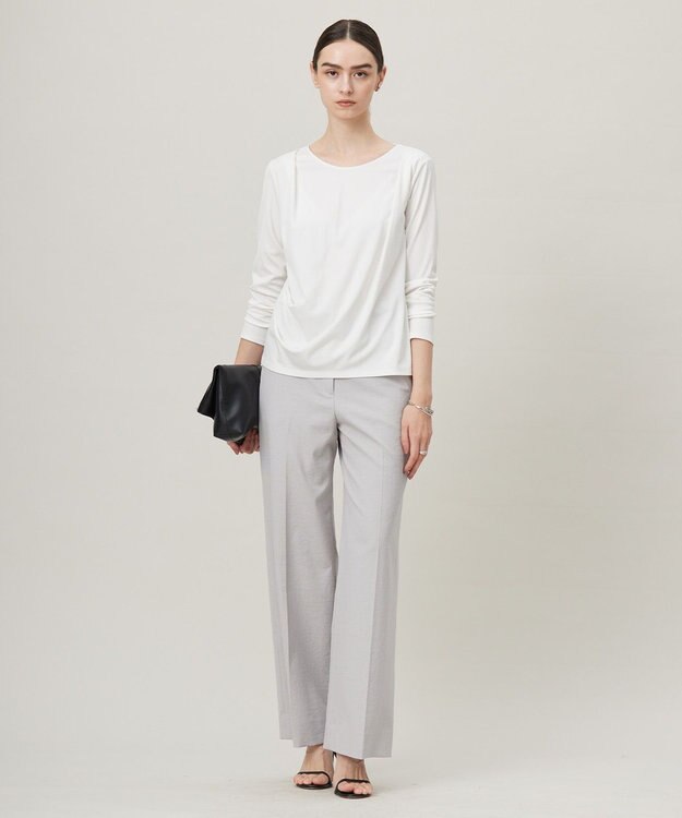 ICB L 【洗える】 PlaXフィラメントジャージー ドレープカットソー オフホワイト系