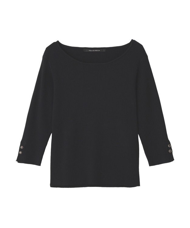 YECCA VECCA 袖釦7分袖リブニット Off White