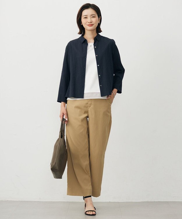 J.PRESS LADIES 【洗える・吸水速乾】トリオシアーチェック シャツ ネイビー系