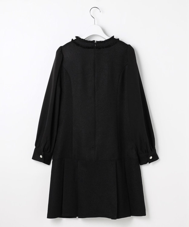 Feroux ツイードミディ ワンピース ブラック系