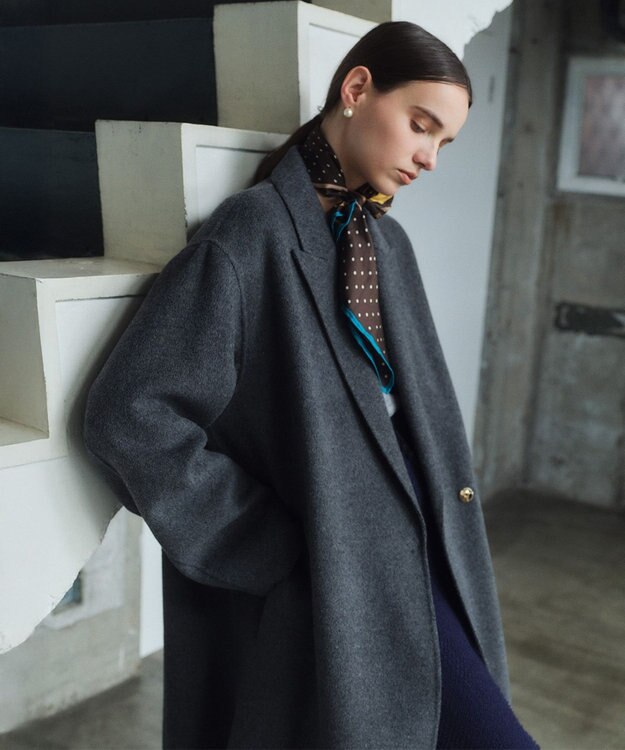 BEIGE， ZION / ウールロングチェスターコート Charcoal