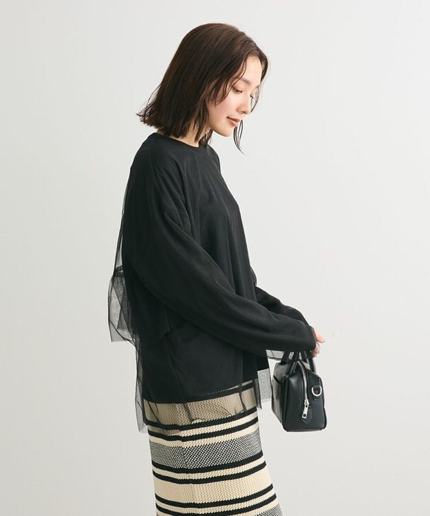 Green Parks ・ＥＬＥＮＣＡＲＥ　ＤＵＥ　チュールレイヤードロンＴＥＥ Black