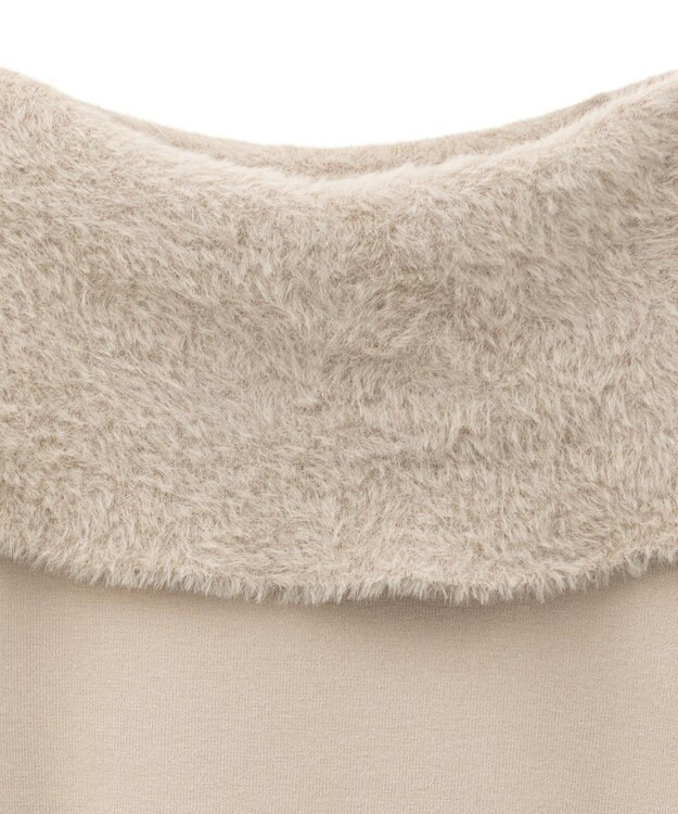 YECCA VECCA ファーMIXオフショルニット Beige