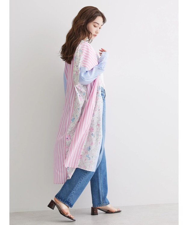 AMERICAN HOLIC Ｆｌｏｗｅｒ　×　Ｓｔｒｉｐｅシャツチュニック Pink