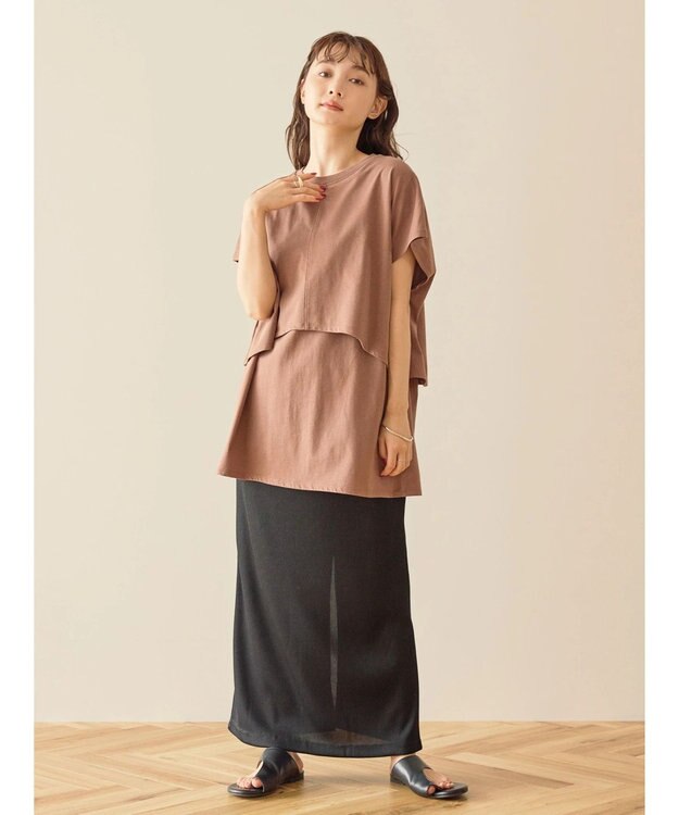 AMERICAN HOLIC レイヤードフレンチスリーブカットチュニック Brown