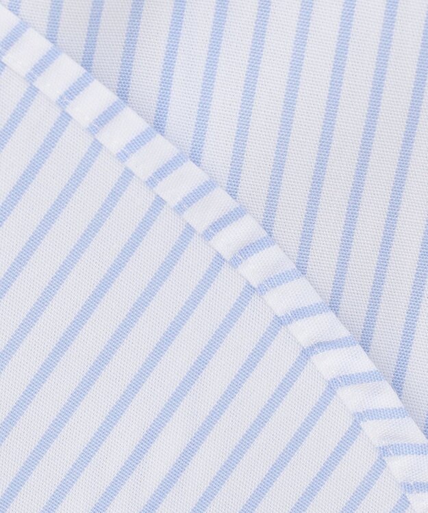 GOTAIRIKU 【形態安定】プレミアムプリーツシャツ_ワイドカラーストライプ サックスブルー系1