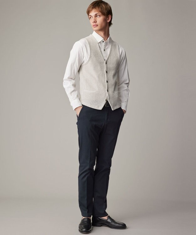 JOSEPH ABBOUD 【和紙使用エコ素材/日本素材/軽量/通気性/速乾性】和紙ムリネ ニット ベスト ライトグレー系