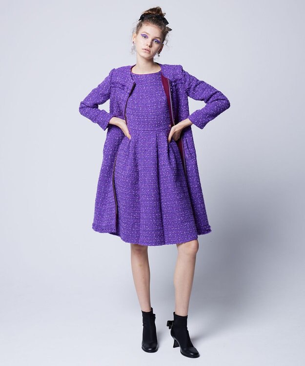 TOCCA CHIFFON TWEED ドレス パープル系