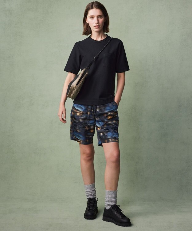 JOSEPH ABBOUD MOUNTAIN 【MADE IN JAPAN/吸水速乾】ダイヤモンドワッフル アウトドア Tシャツ ブラック系