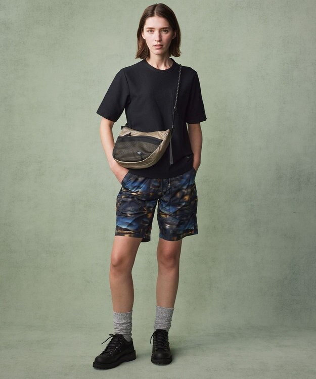 JOSEPH ABBOUD MOUNTAIN 【MADE IN JAPAN/吸水速乾】ダイヤモンドワッフル アウトドア Tシャツ ブラック系