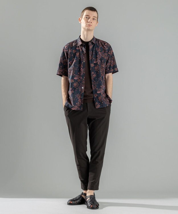 JOSEPH HOMME 新柄【洗える】メキシカントロピカルプリント　半袖レギュラーカラーシャツ ダークブラウン系5