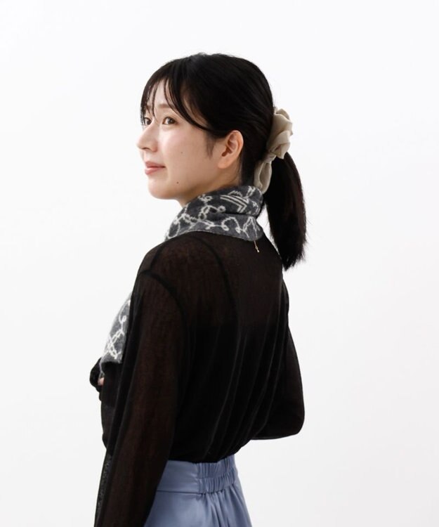 AURORA 【 LANVIN COLLECTION（ランバン コレクション） 】カシミヤ100%ニットキャンディーマフラー(WASH) ミディアムグレー