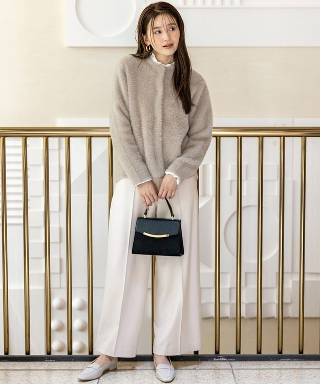 ANY SIS S フェザーニット ジャケット ベージュ