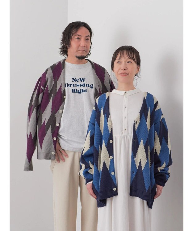 CRAFT STANDARD BOUTIQUE 【男女兼用】アーガイル柄カーディガン Blue