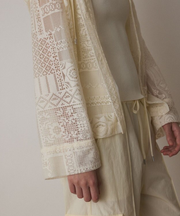 GRACE CONTINENTAL キカレースフード付トップ キナリ