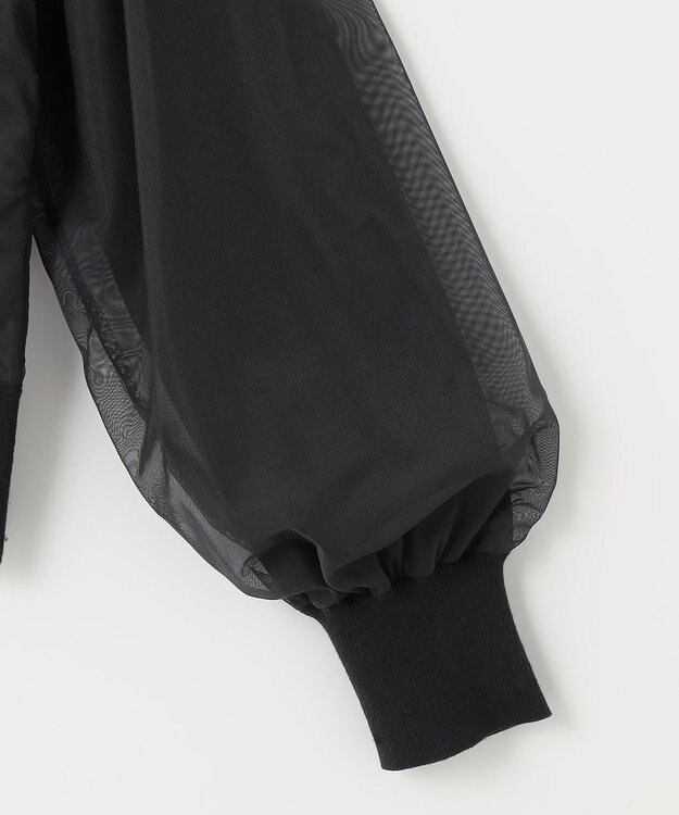 ANY SIS 【洗える】チュールレイヤードニット ブルゾン ブラック