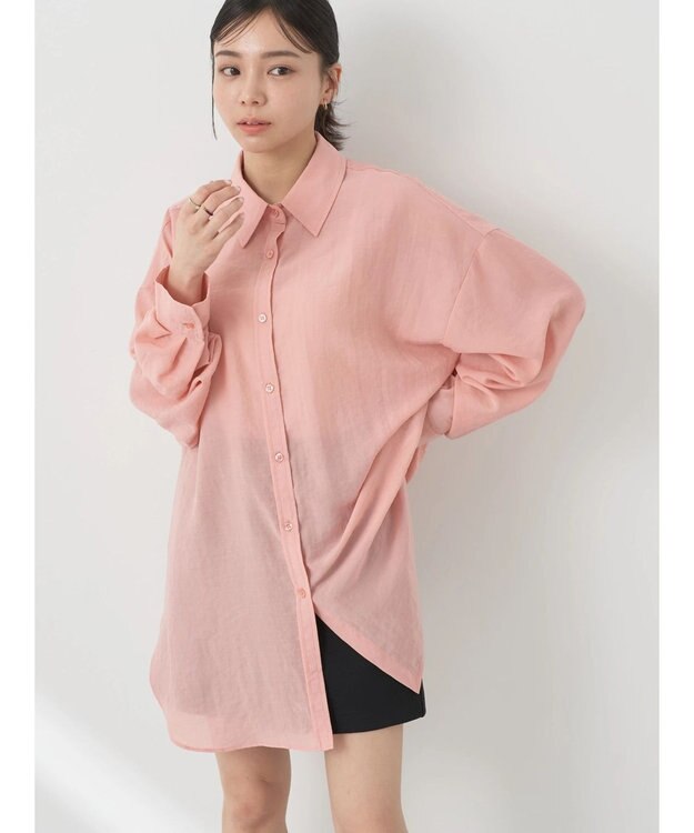 earth music&ecology シアーボーイズライクシャツ Pink