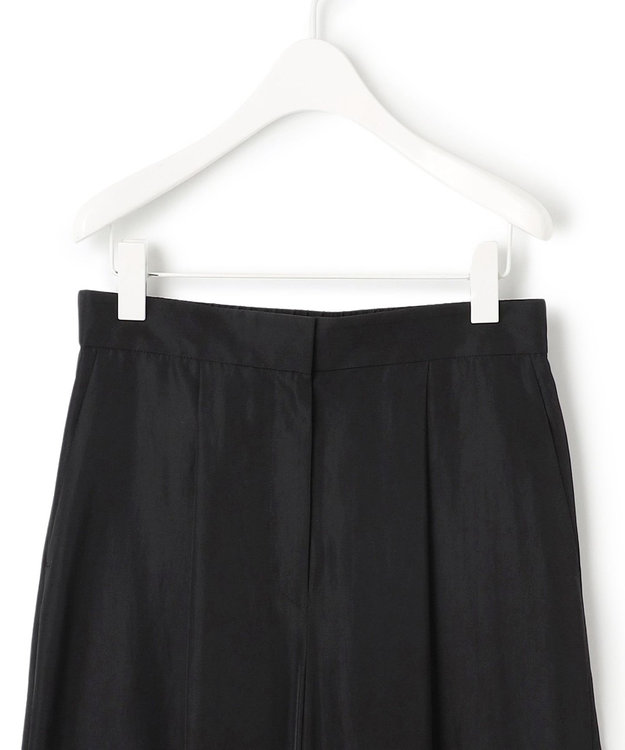 ICB L 【接触冷感・UVケア・速乾・洗える】シルクエステルタフタ ワイドパンツ ブラック系