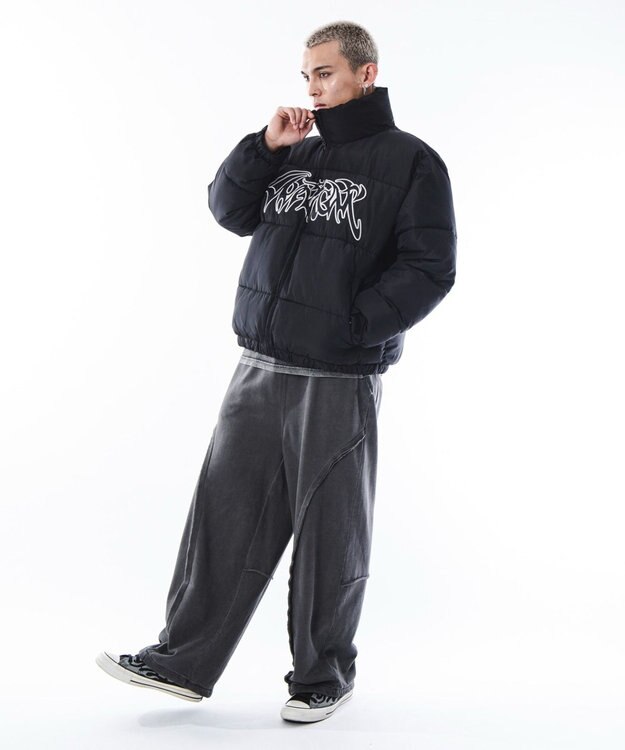 WEGO 【ユニセックス着用ITEM/MLサイズ展開】パファーグラフィックブルゾン ブラック