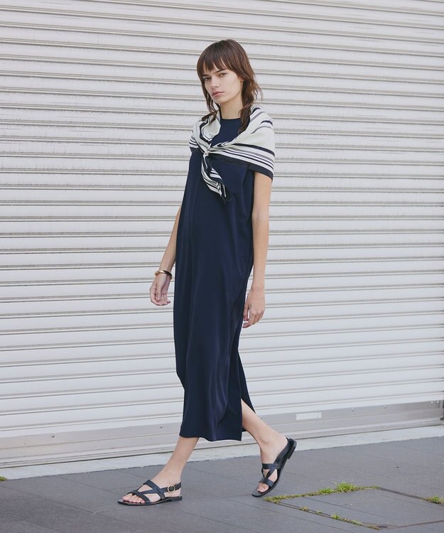 uncrave クールタッチツイル ノースリーブワンピース ダークネイビー