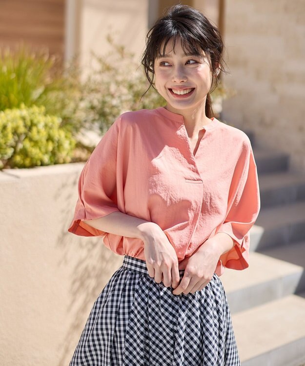 ANY タックスリーブブラウス コーラル