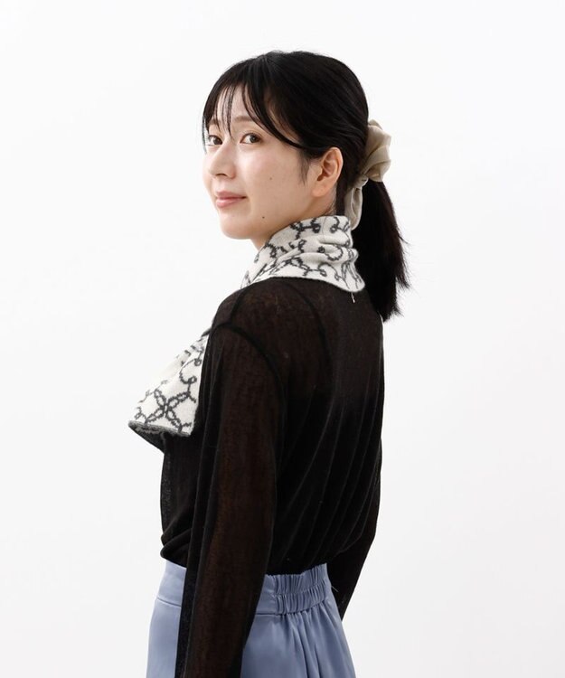 AURORA 【 LANVIN COLLECTION（ランバン コレクション） 】カシミヤ100%ニットキャンディーマフラー(WASH) ミディアムグレー