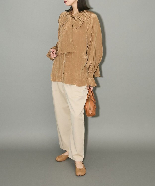 Green Parks ボウタイリボンブラウス Brown