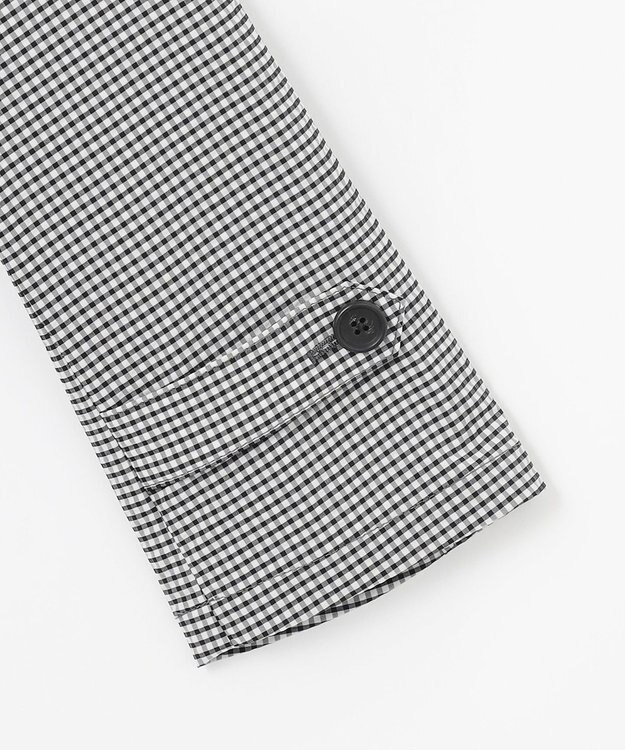 J.PRESS LADIES S 【洗える】Lightストレッチギンガム ダブル トレンチコート ブラック×ライトグレーギンガム系