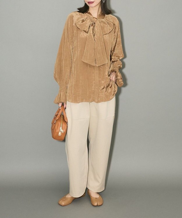 Green Parks ボウタイリボンブラウス Brown