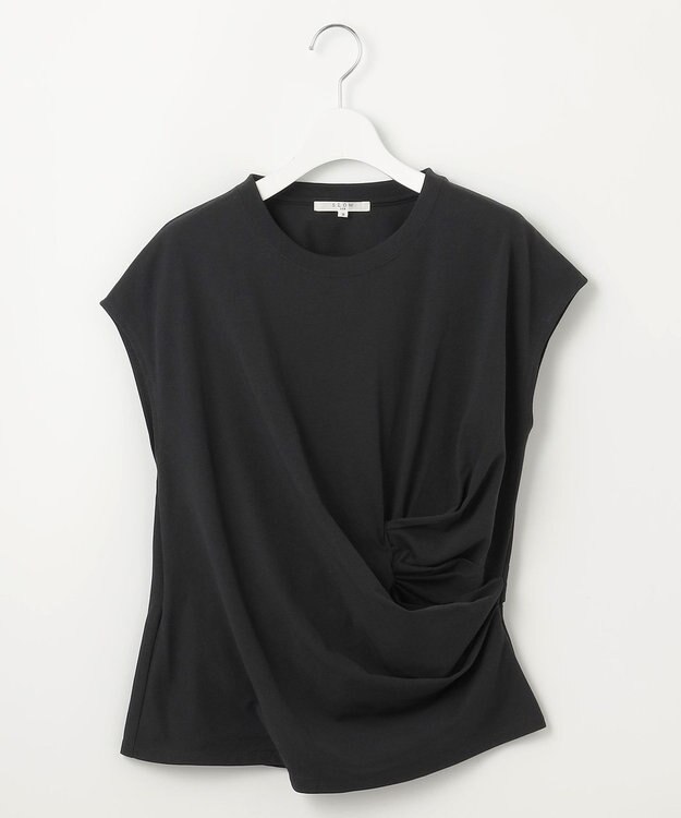 23区 【SLOW/一部店舗限定】MVSコットン カシュクールデザイン Tシャツ ブラック系