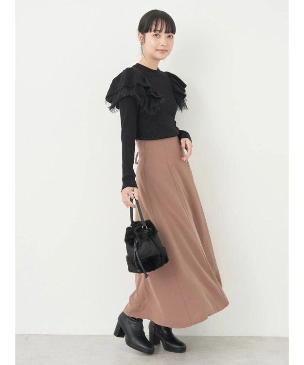 earth music&ecology ショルダーチュールレースプルオーバー Black