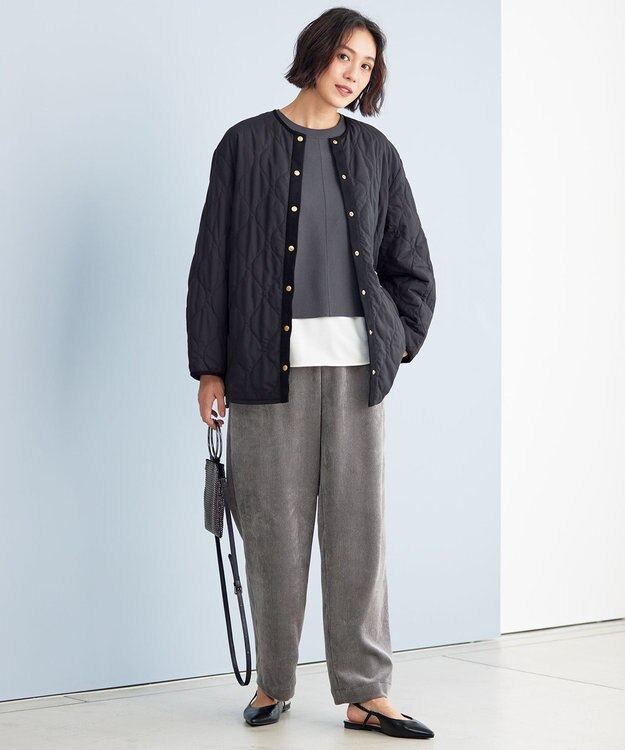 自由区 L 【セットアップ対応・洗える】レーヨンストレッチプルオーバー ニット ダークグレー