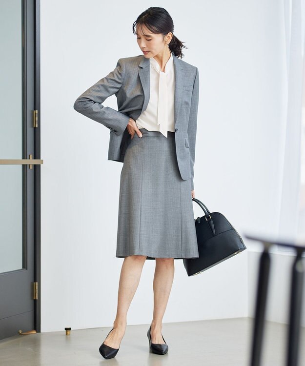 23区 S 【セットアップ対応】ファインネスウール ジャケット グレー系ストライプ