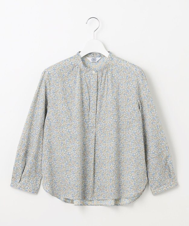 J.PRESS LADIES 【洗える】Liberty バンドカラー プルオーバー ブラウス グリーン系