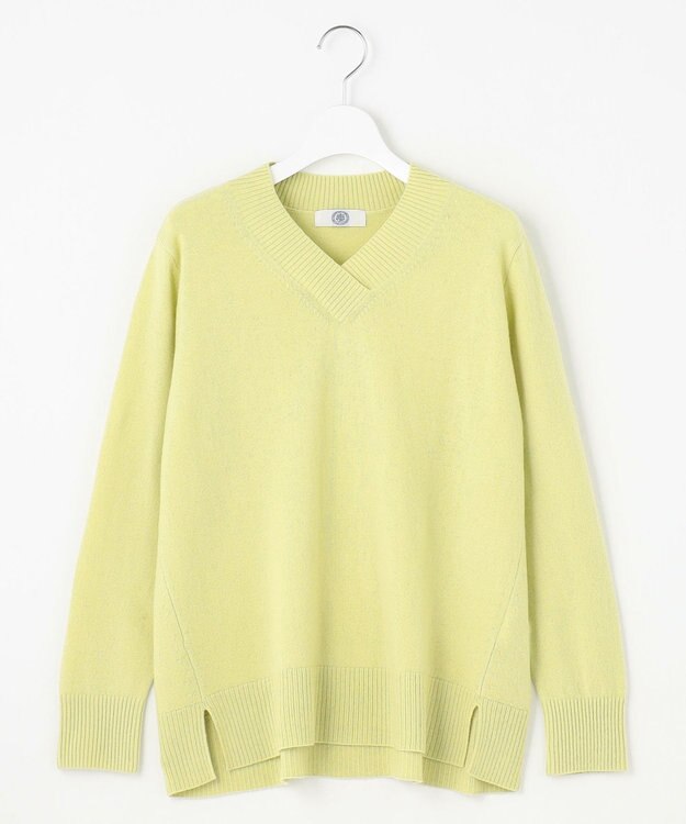 J.PRESS LADIES L 【洗える】CASHMERE BLEND Vネック プルオーバーニット ピスタチオ系