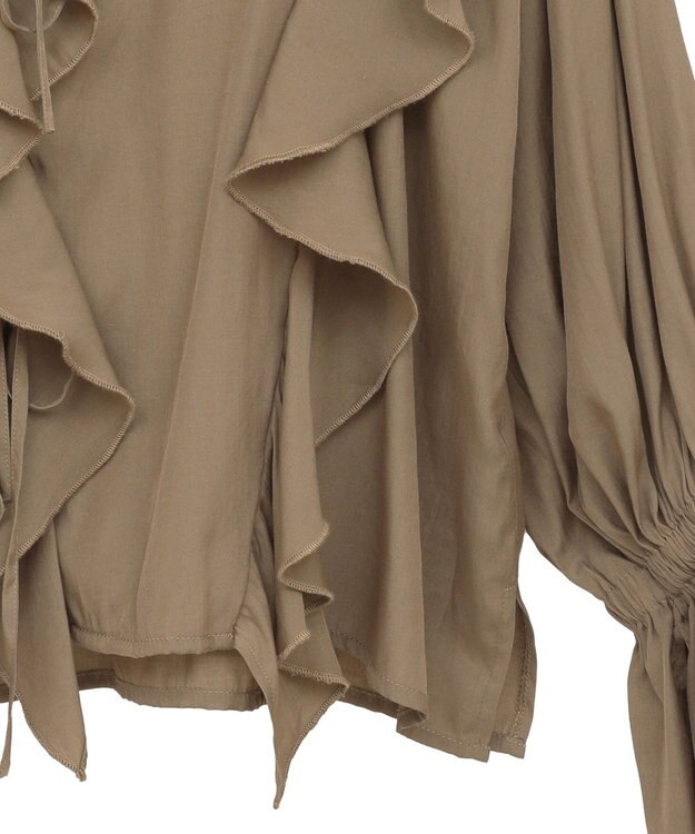 YECCA VECCA ラッフルリボンロングブラウス Camel
