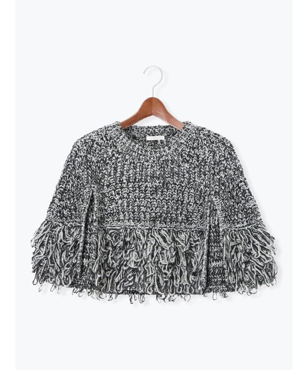 Te chichi ループ編みポンチョ グレー