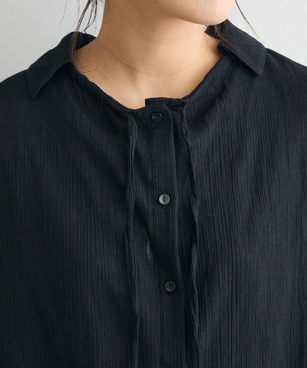 CRAFT STANDARD BOUTIQUE 衿ギャザーシャツブラウス Black