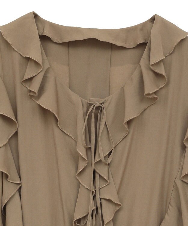 YECCA VECCA ラッフルリボンロングブラウス Camel