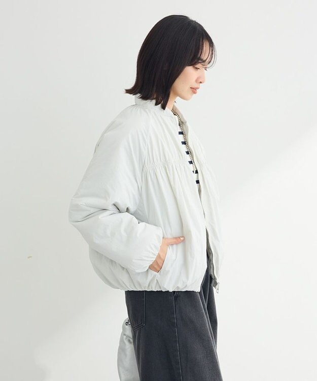 Green Parks 中綿シャーリングブルゾン Sax